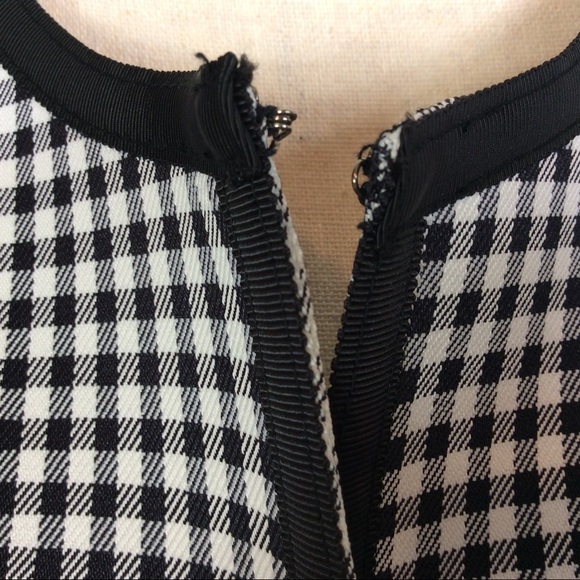 Tahari Black And White Gingham Open Front Jacket - Picture 4 of 7